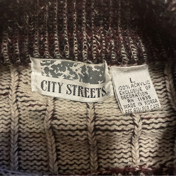 Vintage 90s City Streets Sweater Mens Large L Acrylic Pullover Crewneck Striped - Picture 3 of 3